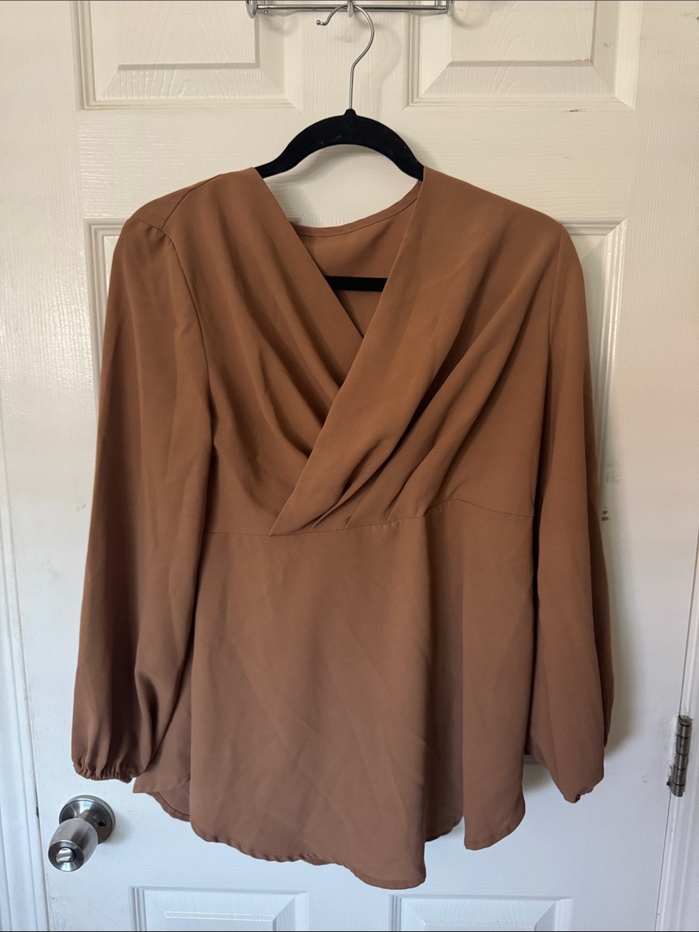 SHEIN Brown Two Piece Draped Top & Split Hem Pants Set